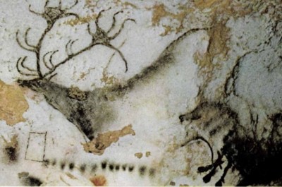 Figure 7: Red deer stag and abstract signs from Lascaux (Leroi-Gourhan 1968a).